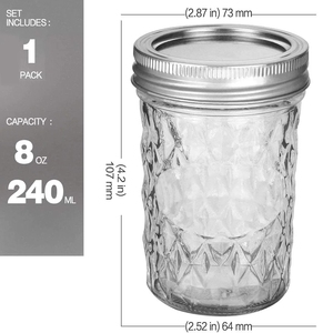 Thủy tinh Mason lọ nồi 8 oz đóng hộp lọ Jelly lọ với thường xuyên bạc có nắp đậy lý tưởng cho Mứt Mật Ong ủng hộ đám cưới tắm - Product Image 2