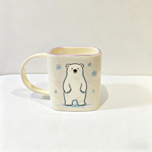 Taza de Cerámica Hecha a Mano Personalizada - Diseño de Oso <span class=keywords><strong>Polar</strong></span> Pintado a Mano - Taza de Café de Porcelana Personalizada - Regalo Navideño - Product Image 3