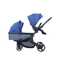 Luxe Deux Sièges 3 en 1 Système de Voyage Réversible Pliable Jumeaux Double Poussette Bébé pour Deux Enfants