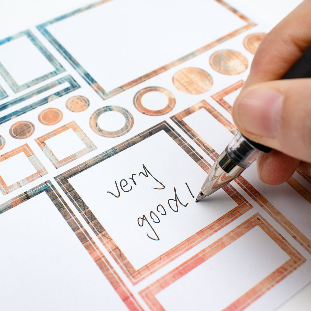 Writable paper sticker + full color example