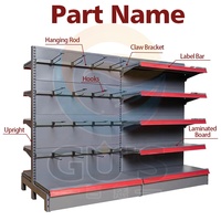 Support de gondole double face robuste pour magasin de détail et affichage métallique de rayonnage d'épicerie de supermarché