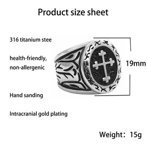 European Style Titanium Steel Cross <b>Ring</b> Men's Punk Jewelry <b>Silver</b> And Gold Color 29038 - Product Image 5
