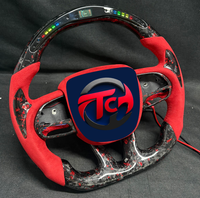 Volant sport personnalisé en fibre de carbone forgée rouge LED pour Dodge Challenger Hellcat SRT Charger Grand Cherokee