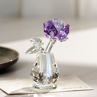 Bouquet de roses en cristal transparent fait à la main, figurine romantique, cadeaux floraux pour femme, maman, anniversaire, mariage