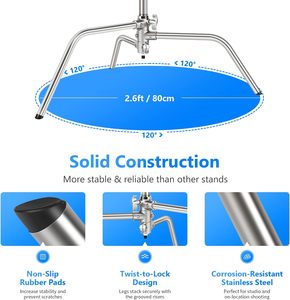 <span class=keywords><strong>Neewer</strong></span> <span class=keywords><strong>Pro</strong></span> 100% 320cm Trépied C en acier inoxydable robuste avec bras pour éclairage photographique - Product Image 6