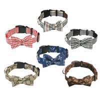 Ensemble collier et laisse pour animaux de compagnie en coton de luxe moderne, réglable, avec nœud papillon, confortable, doux, respirant, lavable, accessoire pour chiens et chats