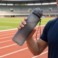 Bouteille d'eau Tritan MLIFE 1 Litre avec infuseur à fruits, bouton poussoir, sans BPA, anti-fuite, réutilisable, pour boire directement lors de vos activités sportives, de fitness et de gym