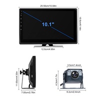 Podofo Moniteur Android 10,1 pouces 6 canaux avec 6 caméras de recul sans fil, Carplay/Android Auto/DVR/WiFi/BT/2+32 Go pour camping-cars