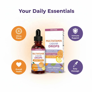 OEM/ODM プライベートラベル |   大人用マルチビタミン液状ドロップ オレンジ風味-2液量オンス エネルギー、免疫、全身の健康をサポートするサプリメント - Product Image 3
