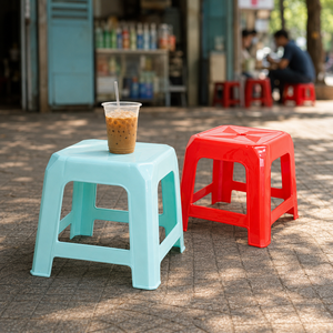 Multi Color PP Plastic <b>Stool</b> Lightweight Modern Farmhouse Ottoman Stackable Durable Backless Seat Living Room Apartment Bedroom - Product Image 3