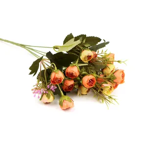 हस्तनिर्मित के लिए सूखी कृत्रिम लाल गुलाब का फूल गुच्छा घर की पार्टी सजावट