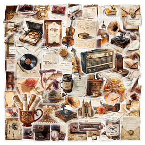 52 Pezzi/Sacchetto Adesivi Decorativi Trasparenti con Lettere Vintage Cartoon, Adesivi Personalizzati in PET per Diari, Scrapbook e Lettere Fai-da-Te - Product Image 1