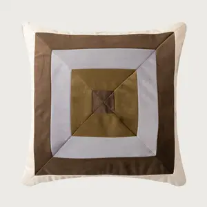 新款上市几何拼接定制靠垫套高品质天鹅绒装饰枕套