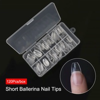 120 pièces de faux ongles en gel souple acrylique semi-mat, transparents, forme cercueil, amande, carré, français, stiletto, fournisseur d'ongles