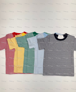 Wholesale <strong>T</strong>-<strong>shirt</strong> Summer Flutter Sleeve Custom Cotton Mini Striped <strong>t</strong> <strong>Shirts</strong> High Quality Kids Girls Tshirts <strong>Easter</strong> - Product Image 5