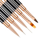 Pinceau à ongles professionnel double embout noir et or rose avec poils en nylon pour salon de manucure – Vente en gros