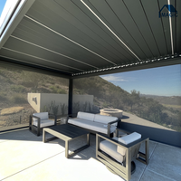 Arches Arbours Kit de pergola Support surélevé Alliage d'aluminium Matériau PVC Supports en acier à revêtement en poudre Fonctionnement motorisé/manuel