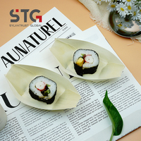 Plateau et bateau à sushi écologiques de 5 pouces, personnalisables OEM, en bois de peuplier, pour hôtels et réceptions de mariage, certifiés BSCI (audit usine)