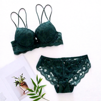 Ensemble de soutien-gorge en dentelle à armatures pour femmes, personnalisé en gros, avec motif floral, style quotidien, culotte de bikini, matière en élasthanne/coton