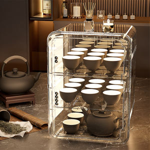 Vente chaude plateau de tasse triangulaire multicouche support de stockage de comptoir en <span class=keywords><strong>plastique</strong></span> Transparent boîte de rangement de tasse de thé à trois couches succincte - Product Image 5