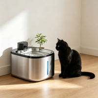 Fontaine à eau automatique pour chat et chien de grande capacité 5L en acier inoxydable, capteur intelligent, autonomie de la batterie de 60 jours, contrôleur détachable, LED