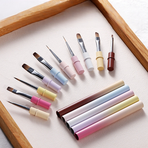 Pinceau à ongles double embout personnalisé avec logo, corps métallique, stylo à double usage pour gel, pinceau de manucure professionnel pour salon - Product Image 1