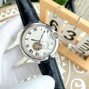 Montre mécanique de luxe, cadran en toile d'araignée noire, chiffres romains, mouvement squelette, bracelet en acier inoxydable, montre élégante pour robe - Product Image 4