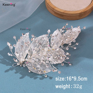 Nouvelle arrivée Organza fleur couture décoratif <span class=keywords><strong>métallique</strong></span> Appliques pour bandeau <span class=keywords><strong>de</strong></span> cheveux robe <span class=keywords><strong>de</strong></span> mariée WHD-104 - Product Image 2