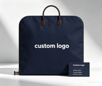 Housse de costume en polyester avec broderie de logo personnalisé, poignée en cuir PU, pliable, organisateur suspendu, anti-poussière, fermeture éclair