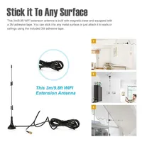 2.4G/5G Base magnétique 12dBi antenne externe intérieure avec connecteur RP-SMA pour antenne modem routeur Wifi GR174 câble de 3 mètres