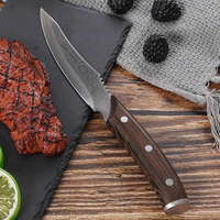 Couteau à steak en acier inoxydable de 5 pouces avec motif Damas au laser unique, logo personnalisé, poignée en bois de Wengé, ambidextre, fourni par l'usine OEM