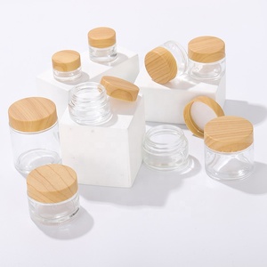 Confezione di moda 50G vaso cosmetico bottiglia di vetro smerigliato trasparente bottiglia di vetro cosmetica coperchio in plastica con grafica in legno - Product Image 6