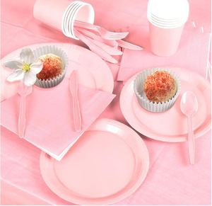Lot de décoration de fête d'anniversaire pour filles en macaron <span class=keywords><strong>rose</strong></span>, jetable, arc-en-ciel <span class=keywords><strong>pastel</strong></span>, faveurs, assiettes en papier - Product Image 3