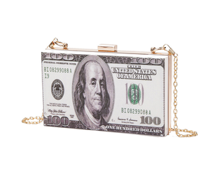 Bolso de Mano Transparente de Acrílico con Diseño de Billetes de Cien Dólares, Estilo Europeo Americano, <span class=keywords><strong>Moda</strong></span> de Verano, Pequeño y Cuadrado, Tipo Clutch para la Noche - Product Image 2