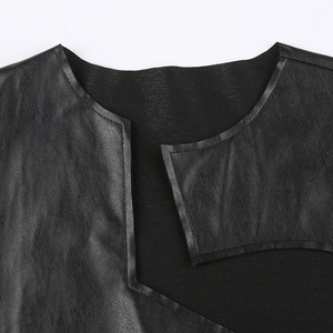 Fashion Street Wear PU Leather Irregular Cut Cropped Coats Custom Logo Open Stitch Bomber <strong>Jacket</strong> Womens - Product Image 4