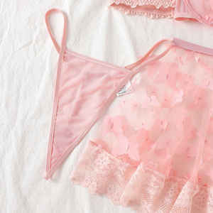 B31635脱衣舞娘套装性感服装异国情调舞蹈蝴蝶女性粉色内衣连衣裙透明网眼透明内衣套装 - Product Image 4