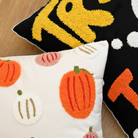 Halloween mort citrouille boucle tufté brodé housse de coussin hypoallergénique fantôme impression maison vacances décoratif jeter oreiller