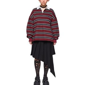 Camiseta Polo a Rayas Personalizada al por Mayor, Estilo Vintage, Manga Larga, 100% Algodón, Sudadera con Capucha a Rayas para Hombre - Product Image 4