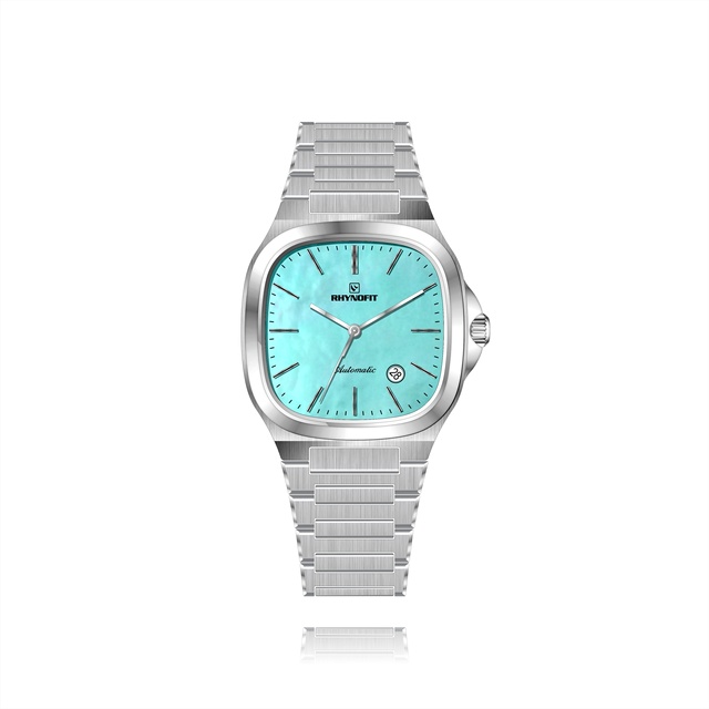 Luxurious MOP Dial Polish Bezel Brushed Texture Case NH35 Automatic Movement Genuine Leather/ Stainless Steel Band Square Watch