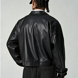 Giacca in Pelle Personalizzata, Stile Vintage Streetwear, Giacca Bomber in Pelle Pesante, Antivento, Oversize per <span class=keywords><strong>Uomo</strong></span> - Product Image 3
