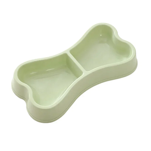Gamelle double en forme d'os pour chien, écologique, rose, en plastique, pour chiot, gamelles pour chat, couleur aléatoire, fournitures pour animaux de compagnie - Product Image 1