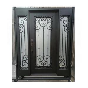 Porte de sécurité à panneau unique standard, porte d'entrée extérieure, porte avant avec verre, fer, sécurité, coupe-vent, conception de porte à rupture de pont thermique - Product Image 1