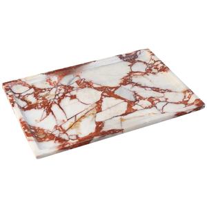 Plateau de service rectangulaire en marbre rouge Calacatta poli de luxe, marbre naturel imperméable, plateau décoratif pour nourriture, fruits, bijoux, villa - Product Image 2
