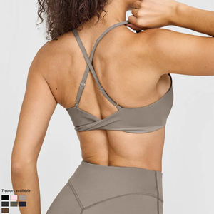 XW-AWX8002-1 דפוס אחיד נושם ייבוש מהיר רצועות מתכווננות כושר חדר כושר צרפתי סִגְנוֹן חזיית ספורט עם צווארון הלטר לנשים - Product Image 3