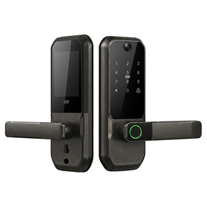 Serrure de porte intelligente SJJ WiFi Direct avec caméra de judas, application Tuya, empreinte digitale, clavier, <span class=keywords><strong>carte</strong></span> IC, interphone vidéo, déverrouillage à distance, pour porte en bois, Cloud - Product Image 1