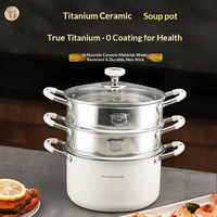 7-teiliges Titan-Keramik-Kochgeschirr-Set Weiß Antihaft-Kochtopf Dampfgarer-Einsatz Saucenpfanne Bratpfanne Glasdeckel Ergonomischer Griff
