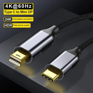 Video HD 24K chapado en oro para iPhone MacBook Air Projector 4K60Hz <span class=keywords><strong>USB</strong></span> 3,1 <span class=keywords><strong>USB</strong></span>-<span class=keywords><strong>C</strong></span> a <span class=keywords><strong>Mini</strong></span> <span class=keywords><strong>DP</strong></span> tipo <span class=keywords><strong>C</strong></span> a <span class=keywords><strong>Mini</strong></span> DisplayPort V1.4 Cable - Product Image 1