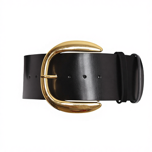 Cinturón de Cuero Genuino de 8 cm de Ancho para Mujer, Estilo Vintage, con Hebilla Geométrica de Aleación, Accesorio de Moda Transpirable para Faldas - Product Image 4