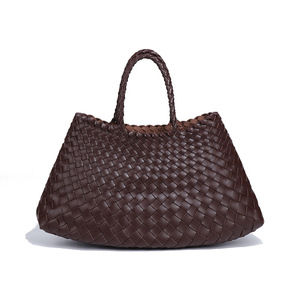 Sac seau en osier tissé à la main, simple, à deux poignées, décontracté, pour l'été, grande capacité, sac portable pour femmes, OEM - Product Image 1