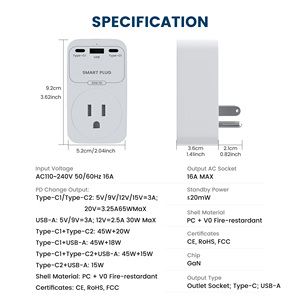 Tuya WiFi Smart <strong>Socket</strong> with 65W GaN Technology for PD PPS Fast Charging US Smart Plug <strong>Adapter</strong> - Product Image 6